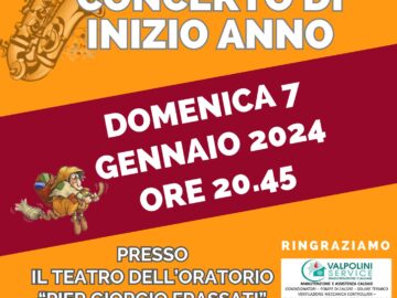 locandina del cocnerto di inizio anno ad abbadia lariana del corpo musicale mandellese